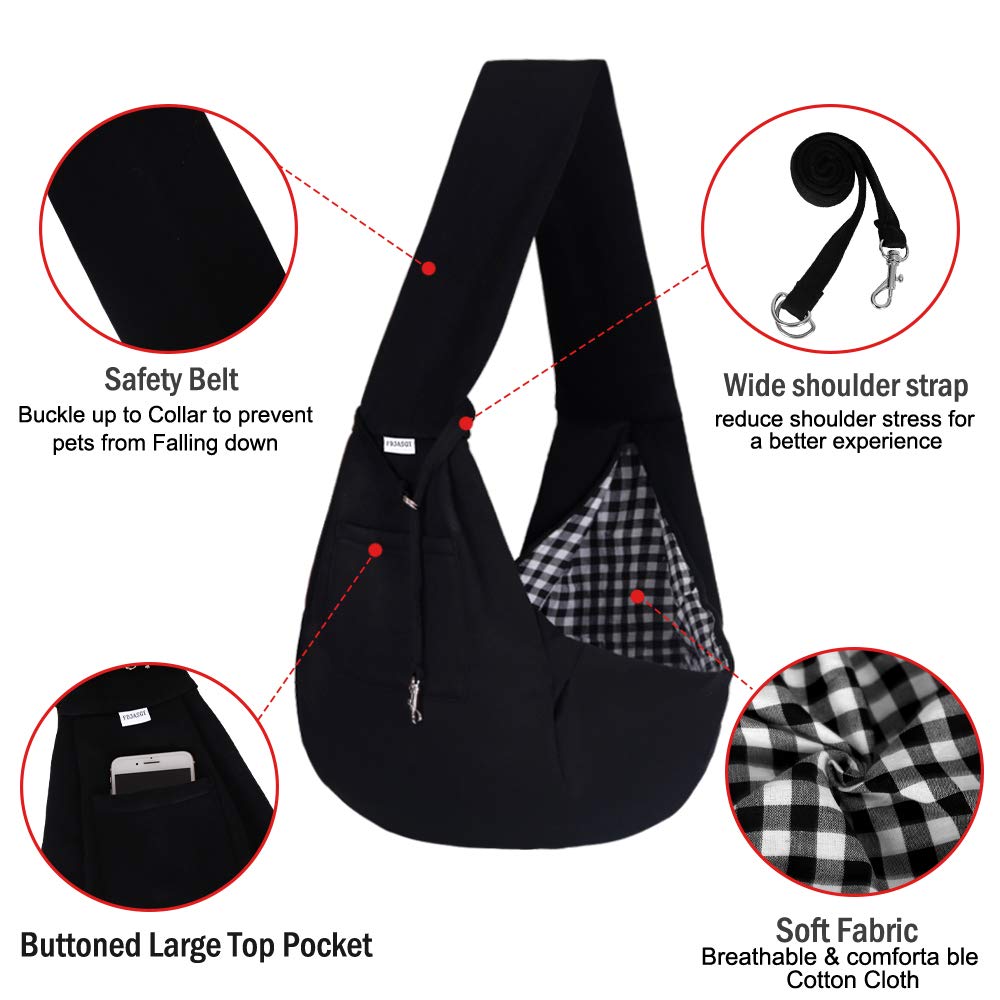 FDJASGY Small Pet Sling Carrier-Hands Free Reversible Pet Papoose Bag Tote Bag with a Pocket Safety Belt Dog Cat for Outdoor Tra
