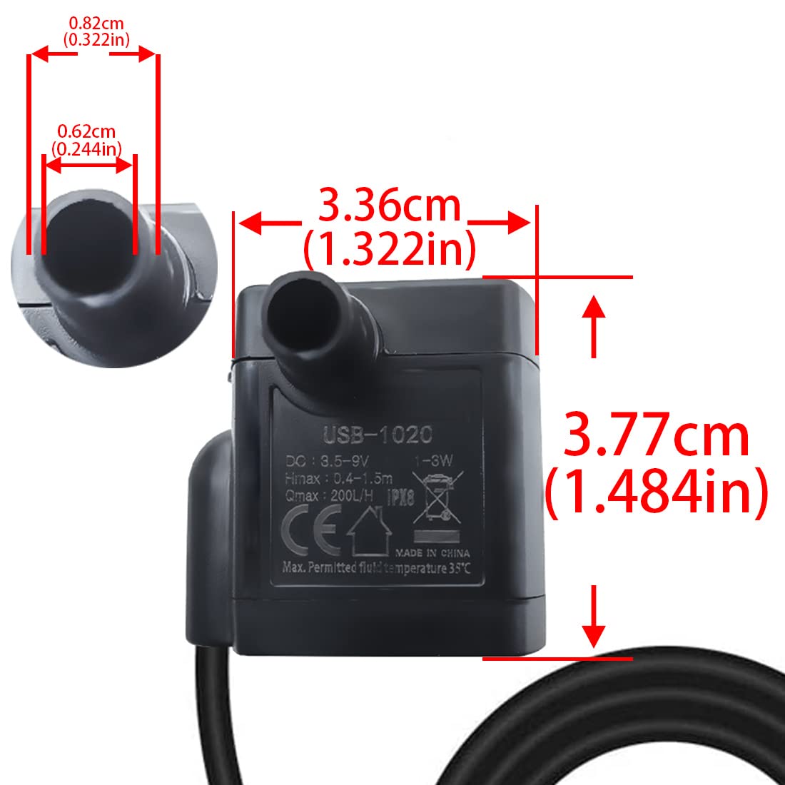 Gikfun 3.5-9V Usb Mini Submersible Water Pump Replacement Pump For Aquariums, Fish Tank Ek1527