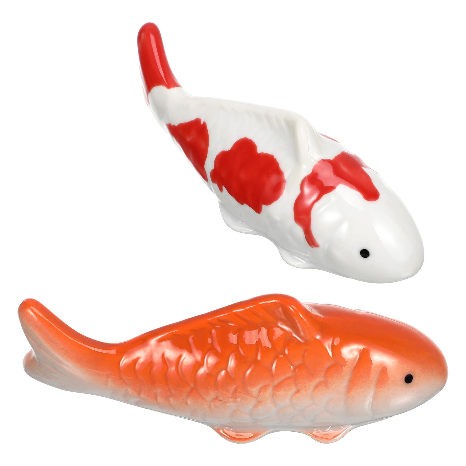 balacoo 2 Pcs Aquarium Floating Koi Fish Decor, Realistic Ceramic Floating Koi Fish Figurines for Desktop Fish Tank Pond Garden 