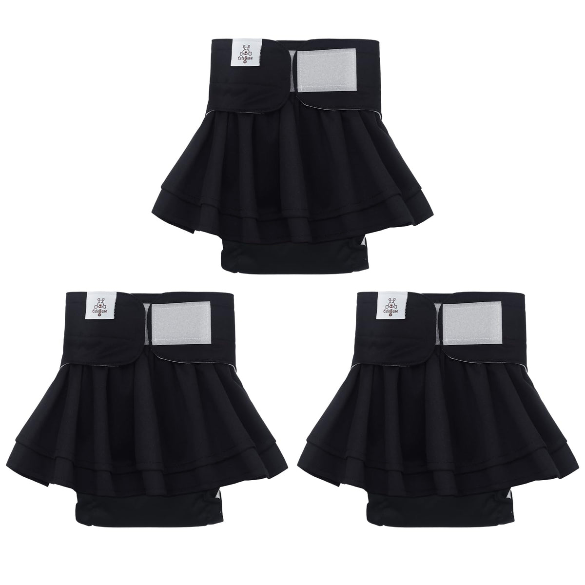 Cutebone Female Dog Diapers With Skirts 3 Pack Reusable Puppy Dresses Pants For Heat Cycle Period Qbd16Xl