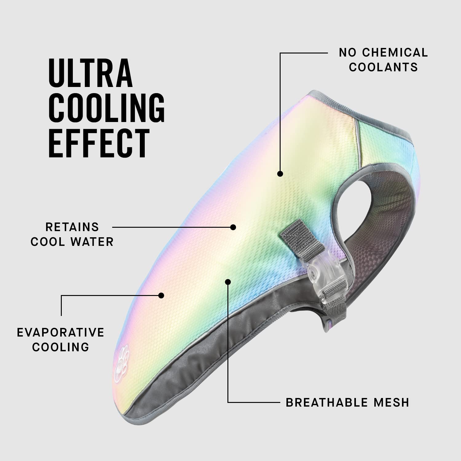 Canada Pooch Dog Cooling Vest - Evaporative Cooling Vest For Dogs With Breathable Mesh Material & Reflective Lining, Adjustable Dog Cooling Vest (28 (27-29' Back Length), Rainbow)