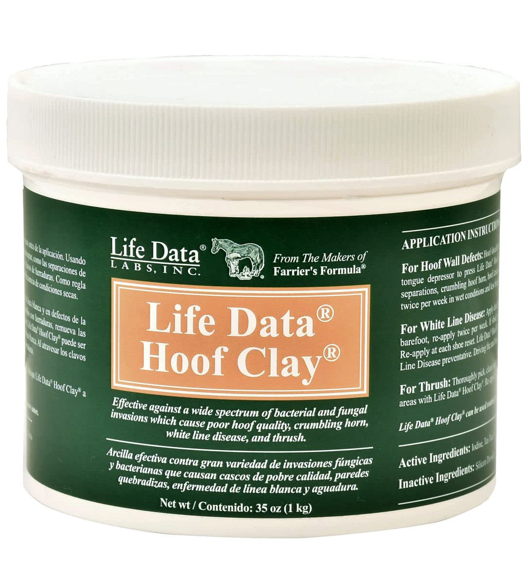 LIFE DATA LABS Hoof Clay, 35 oz - Effective Hoof Care Treatment for Healthy Hooves, Ideal for Horses and Ponies
