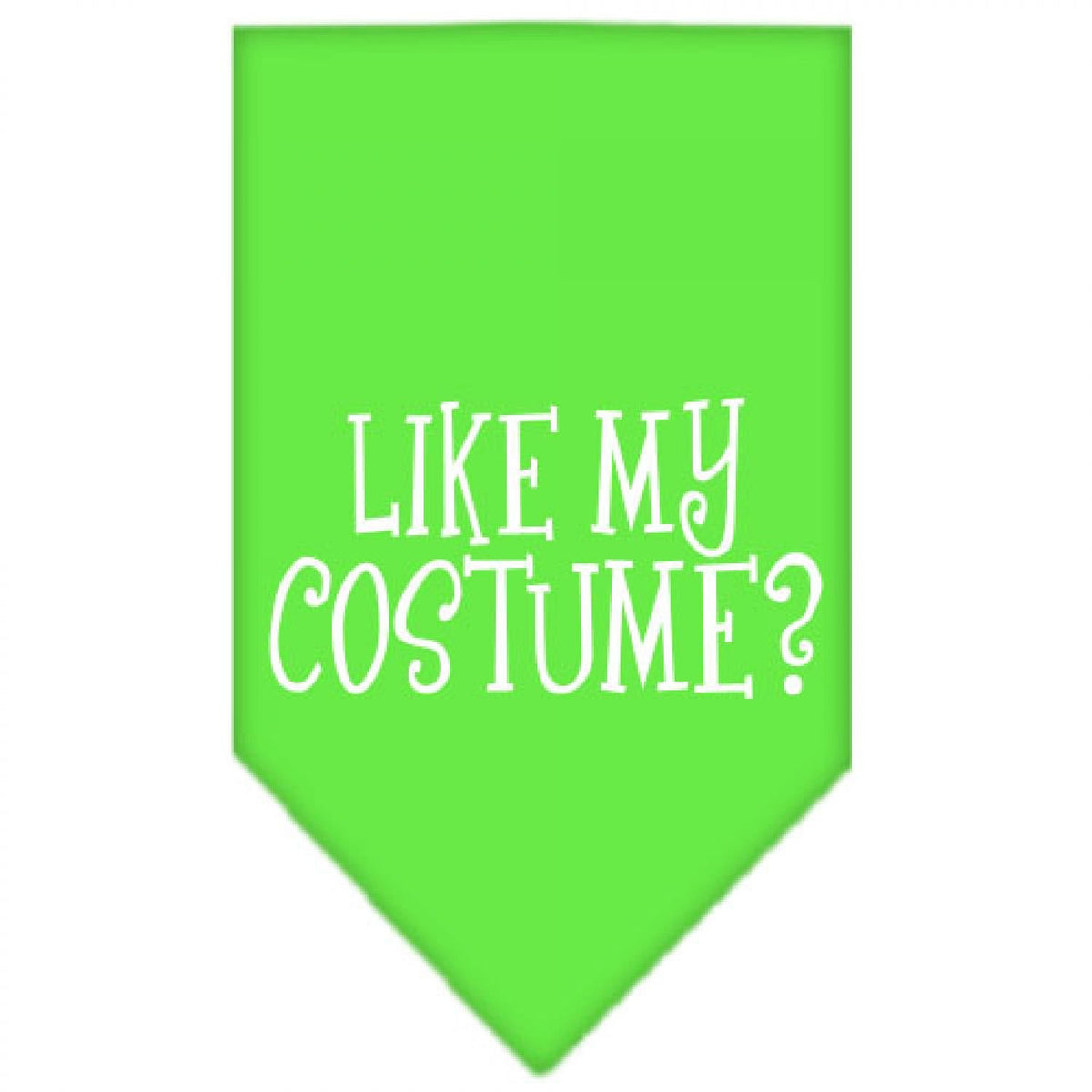 Halloween Pet and Dog Bandana Screen Printed, &quot;Like My Costume?&quot; Lime Green Small