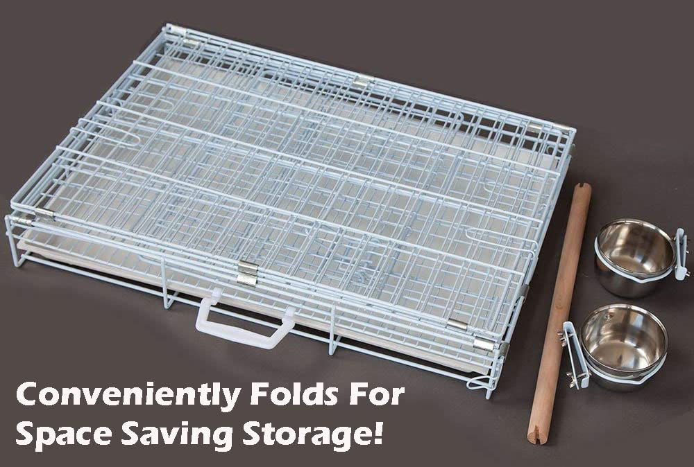 Large Easy Collapsible Travel Vet Bird Parrot Carrier Metal Cage Bar Spacing 1.25-Inch Prevent Your Parrot Bird Beaks Out With S