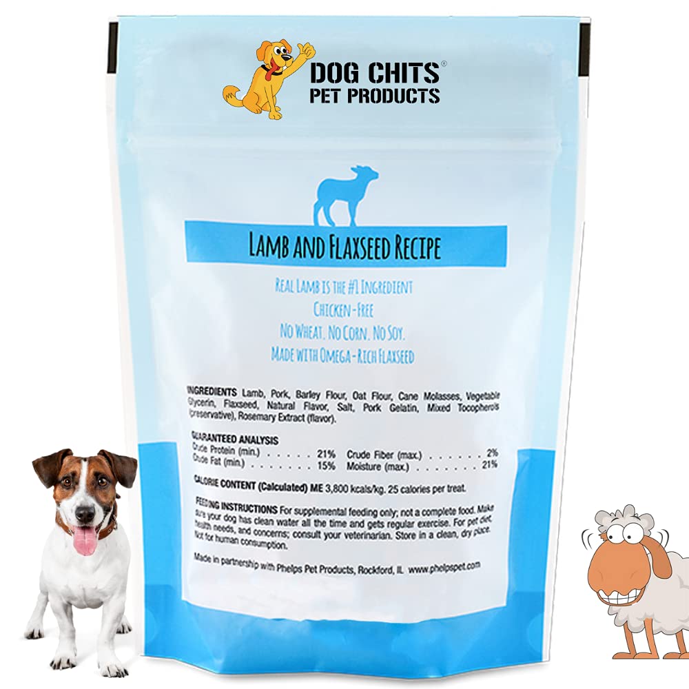 Dog Chits Lamb and Flaxseed Soft Chew for Dogs - Dog and Puppy Chews | Made in USA | USA Lamb | All Natural Treats | Large and S