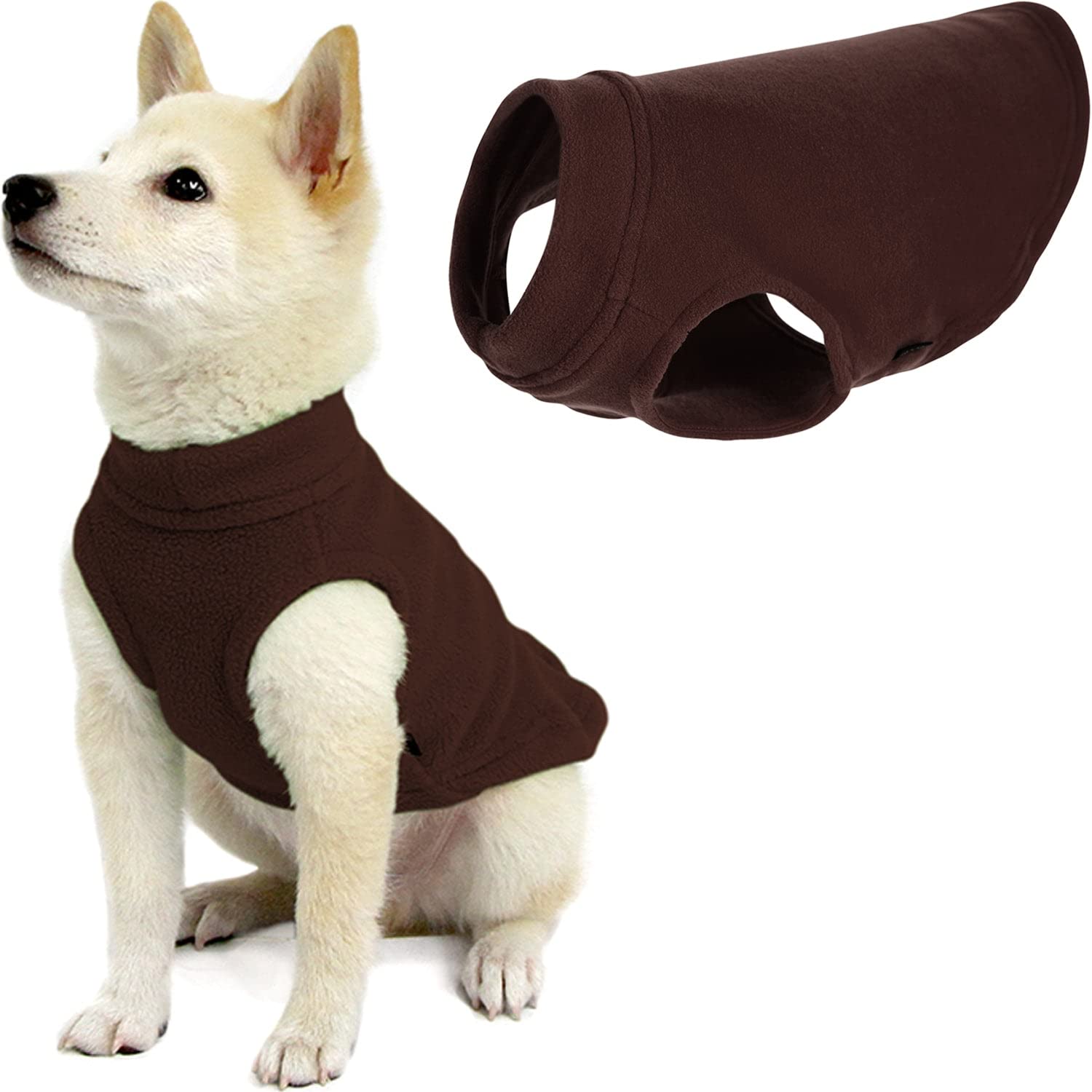 Gooby Stretch Fleece Vest Dog Sweater - Brown, Small - Warm Pullover Fleece Dog Jacket - Winter Dog Clothes For Small Dogs Boy Or Girl - Dog Sweaters For Small Dogs To Dog Sweaters For Large Dogs