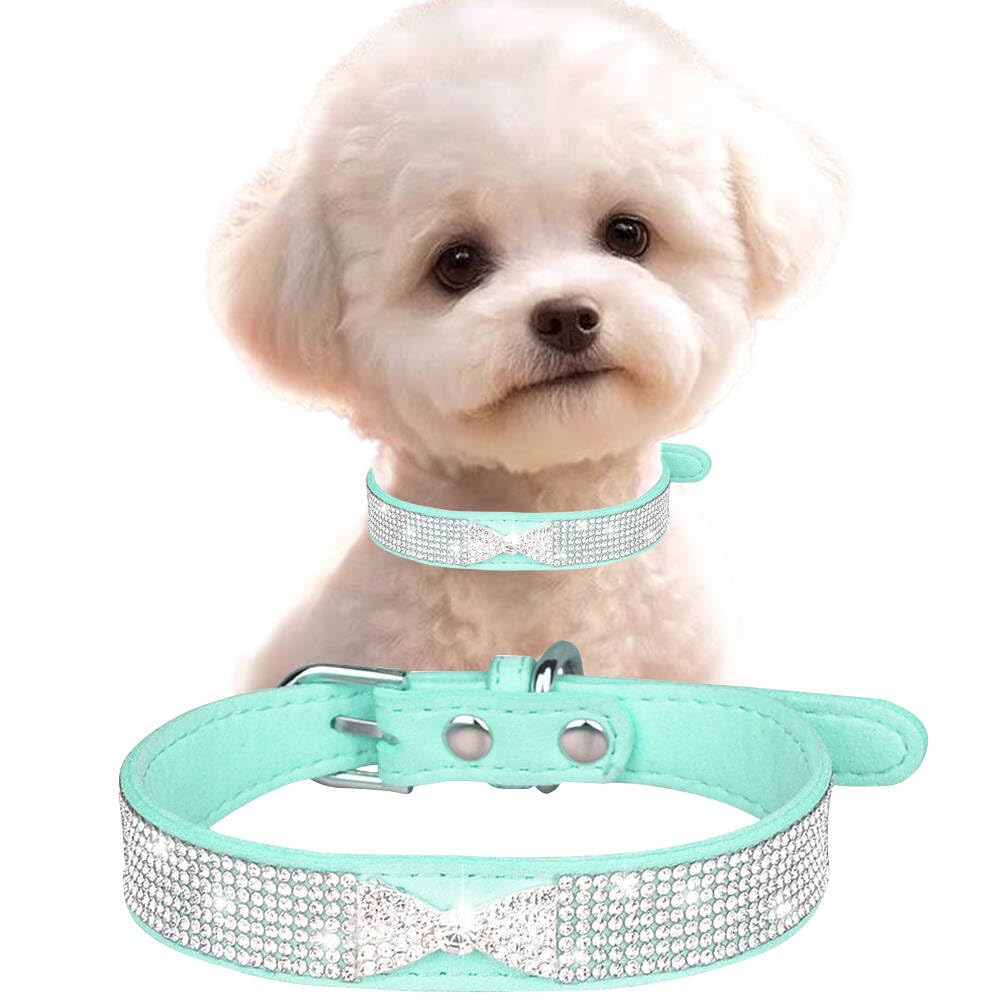 Rhinestone Dog Collar Girl, Pretty Sparkly Diamond Bow Puppy Collars Glitter Jeweled Bling Female Dog Collar For Small Medium Pe