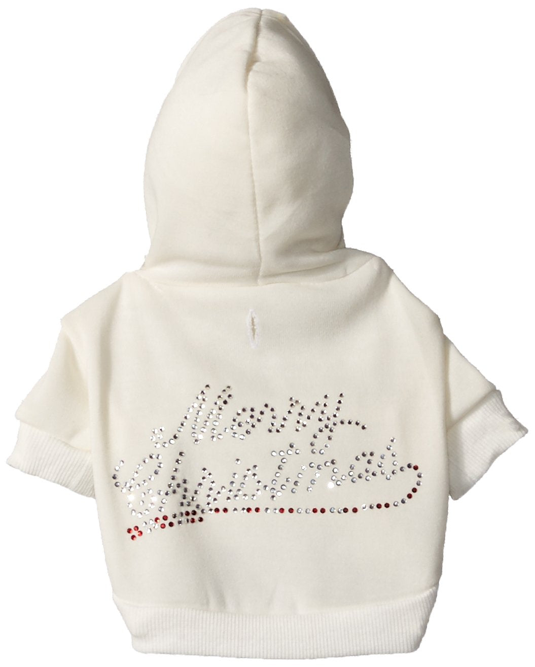 Christmas Pet, Dog & Cat Hoodie Rhinestone, &quot;Merry Christmas&quot; Cream XS (0-3 lbs.)