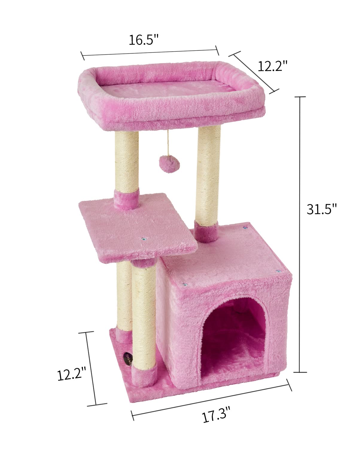 Fish&Nap Cute Cat Tree Kitten Cat Tower For Indoor Cat Condo Sisal Scratching Posts With Jump Platform Cat Furniture Activity Center Play House Pink