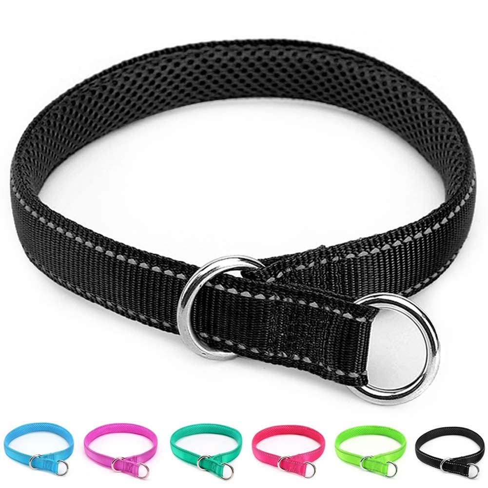 Mycicy Reflective Dog Choke Collar, Soft Nylon Training Slip Collar For Dogs (5/8' W X 15.5' L, Black)