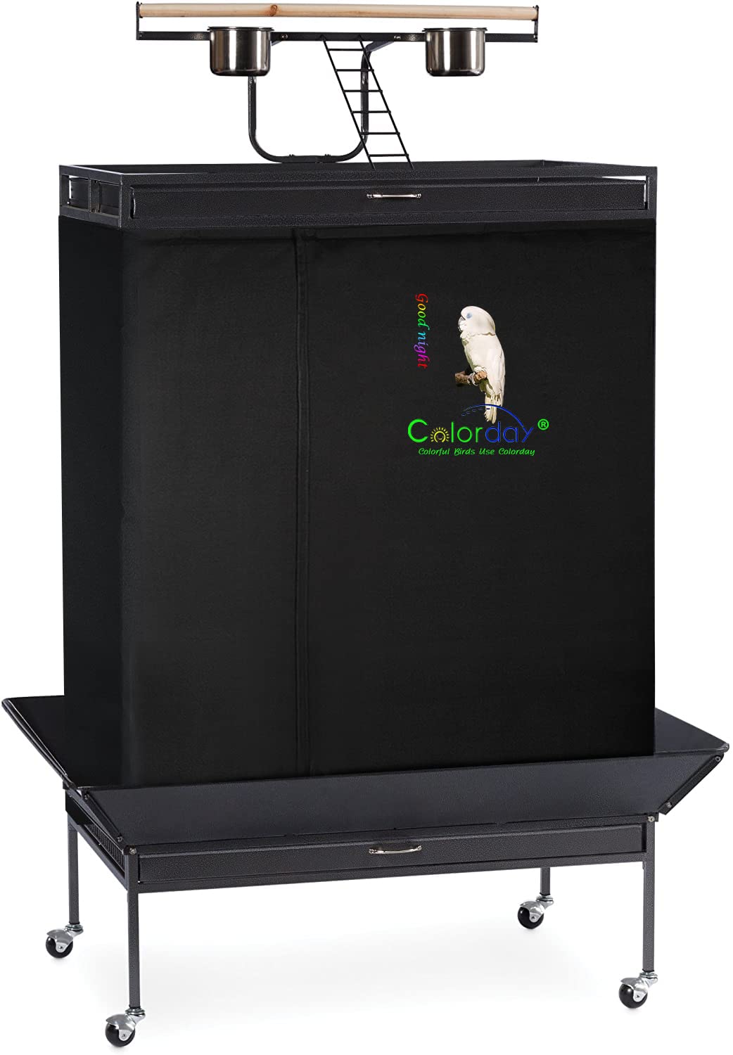 Colorday Good Night Bird Cage Cover For Large Bird Cage With Play Top (Patent Pending), (Extra Large, Black)