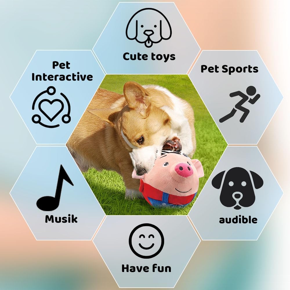 Geojec Interactive Dog Toys,Jumping Squeaky Dog Toys With Recording And Music Modes,Activated Dog Toy Moving Dog Toy For Small/M