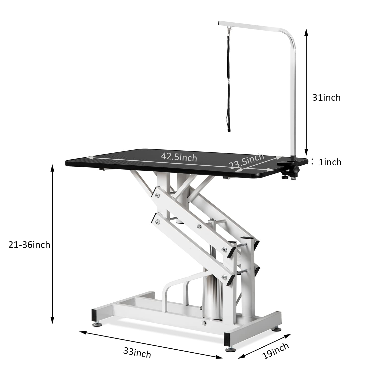 Soarflash 42.5'' Pet Dog Grooming Table,Heavy Duty Hydraulic Grooming Table For Dogs&Cats,Big Size With Adjustable Arm Noose,Max