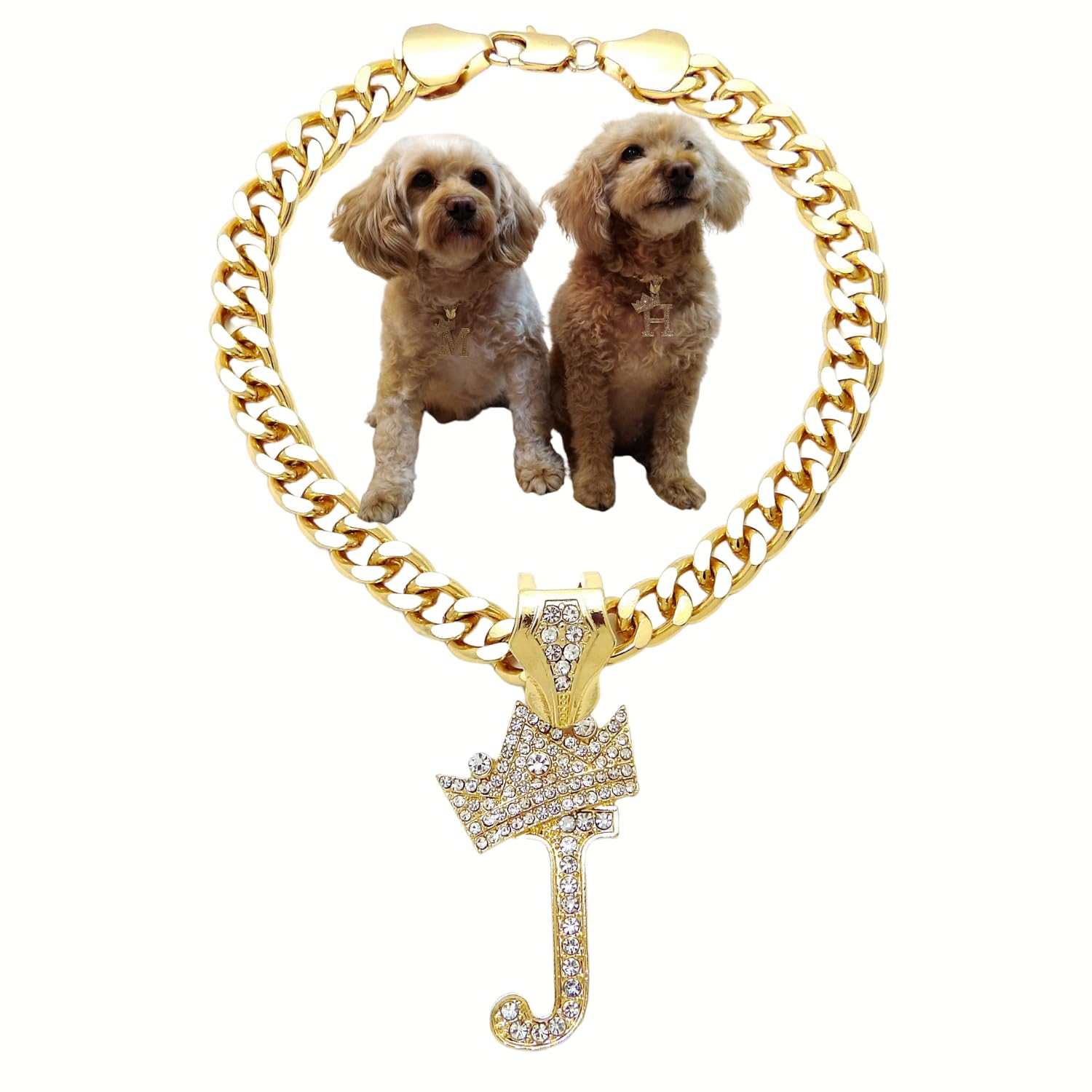 Initial Letter Cuban Chain Dog Chain Pet Chain Pet, Cat, Puppy Necklace (J, 10'')