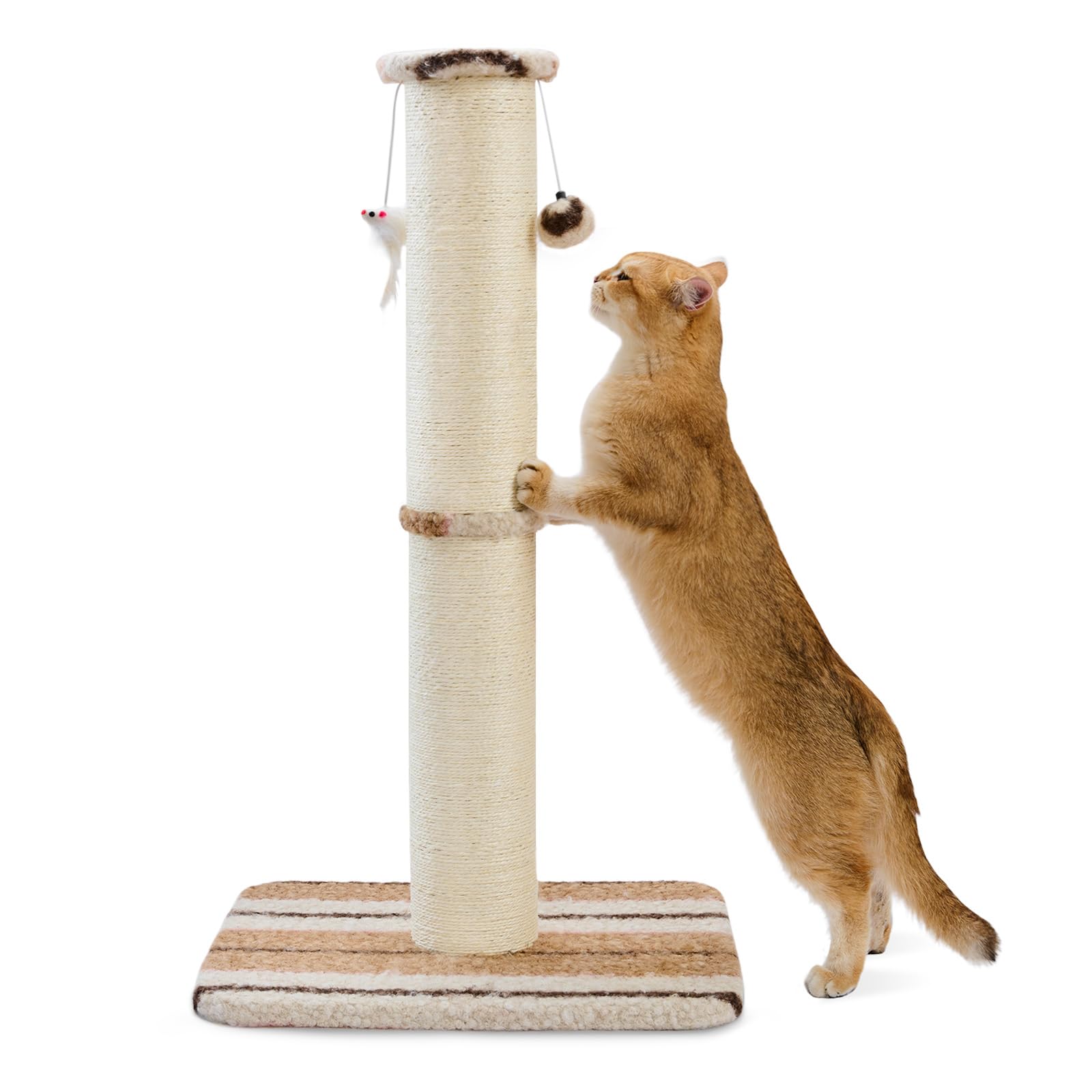 Joydeco Cat Scratching Post 38 Inches Heavy Duty and Thick Scratching Post Sisal Rope with Hanging Ball and Mice for Indoor Cats
