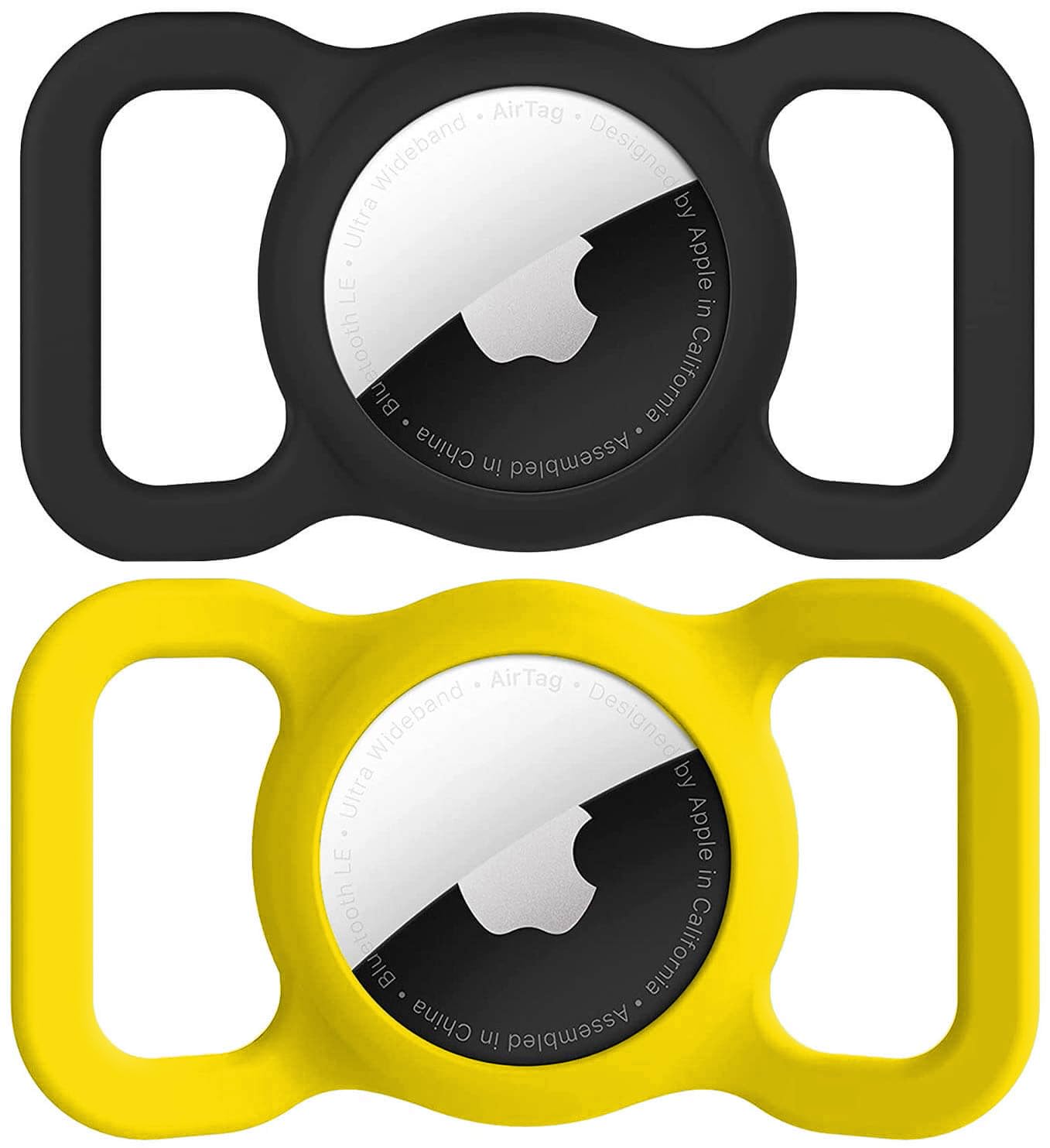 Swincho Airtag Dog Collar Holder(2 Pack) For Apple Airtag Dog Collar Silicone Anti-Lost Air Tag Holder Case Compatible With Air Tag Cat/Dog Collars (Yellow&Black)
