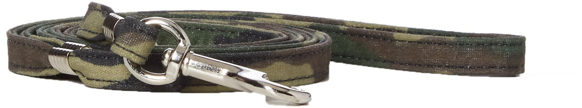 Mirage Pet Products Fabric Plain Green Camo 3/8-Inch Pet Leash with Silver Hardware