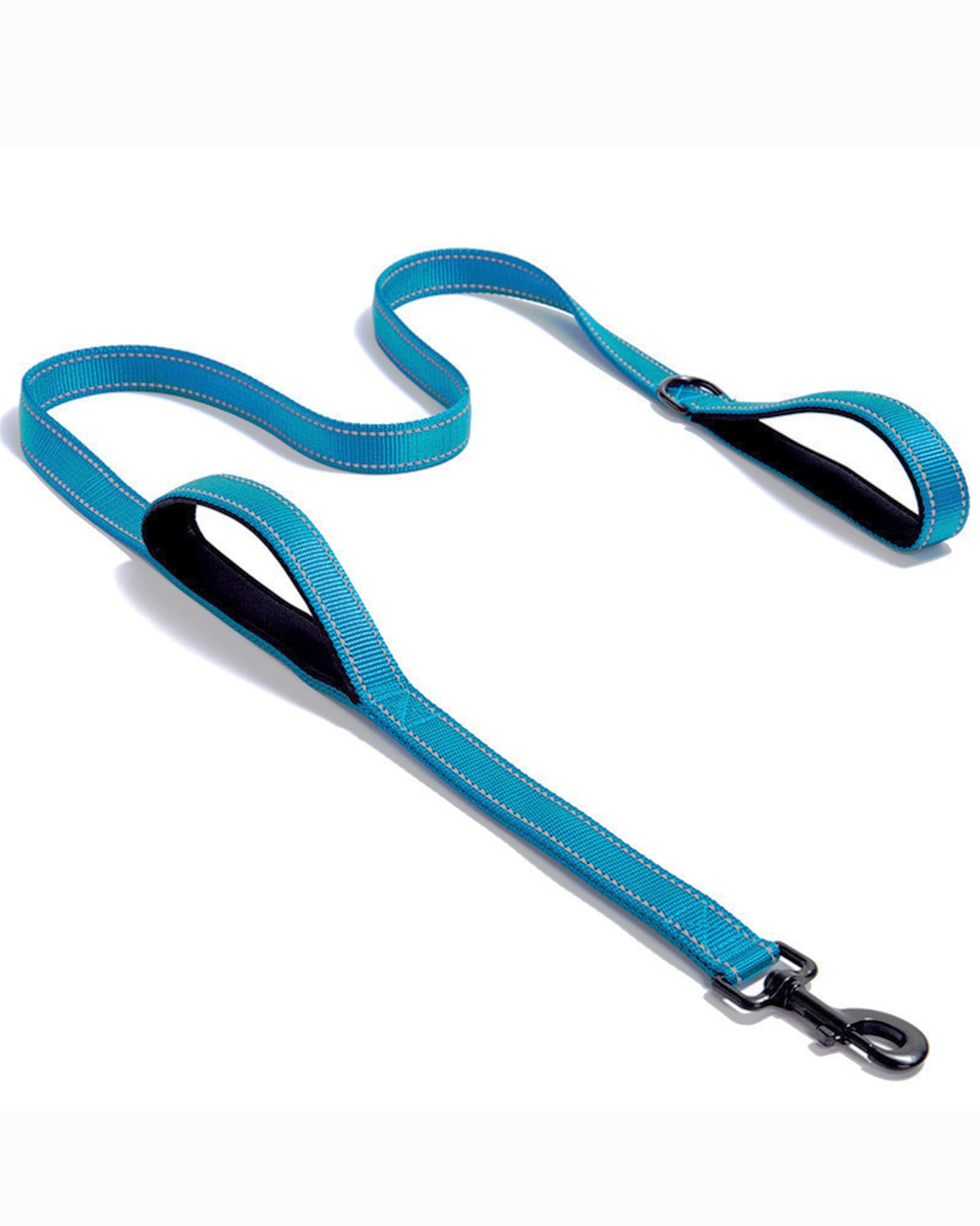Solmoony 6Ft Blue Strong Dog Leash With 2 Padded Handles, Traffic Handle Extra Control, Double-Sided Reflective Walking Lead For