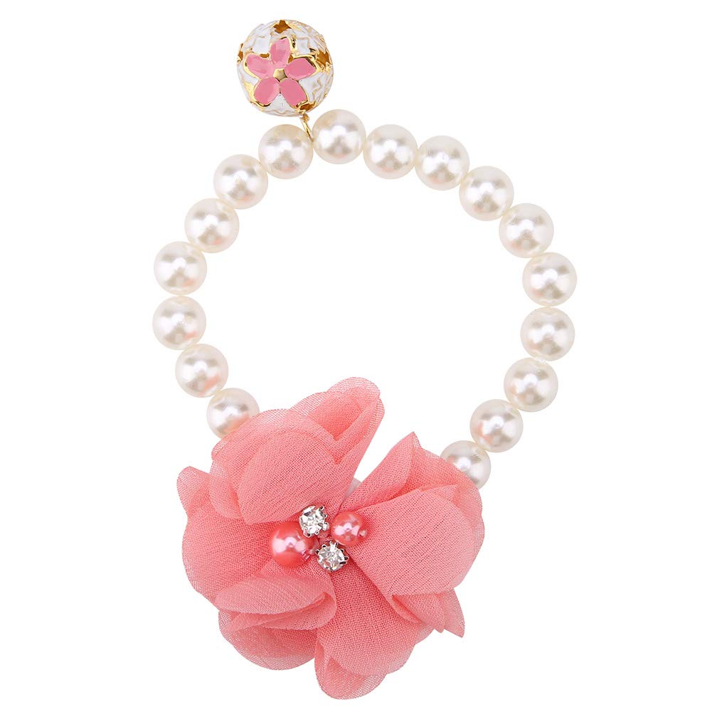 Pet Pearl Flower Collar, Elastic Cat Collar Choker Necklace Pet Dog Cat Jewelry Necklace For Puppy Collar Jewelry Accessory()