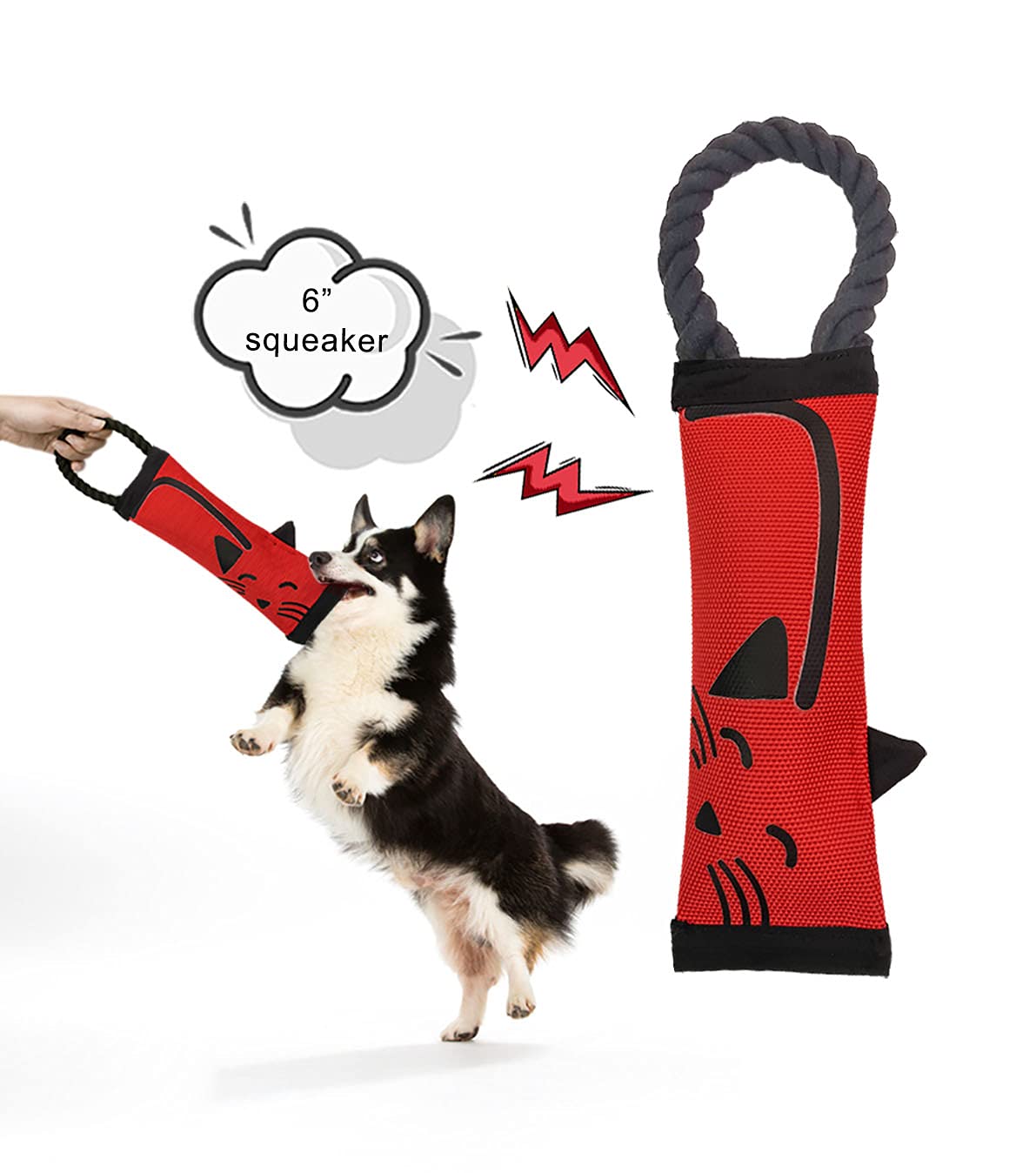 Purrrfect Life Fire Hose Interactive Squeaking Water Dog Toy, Dog Toy For Tug O War, Durable Dog Chew Toy With Squeakers, No Stuffing Dog Toy With Ropes For Small, Medium & Large Dogs