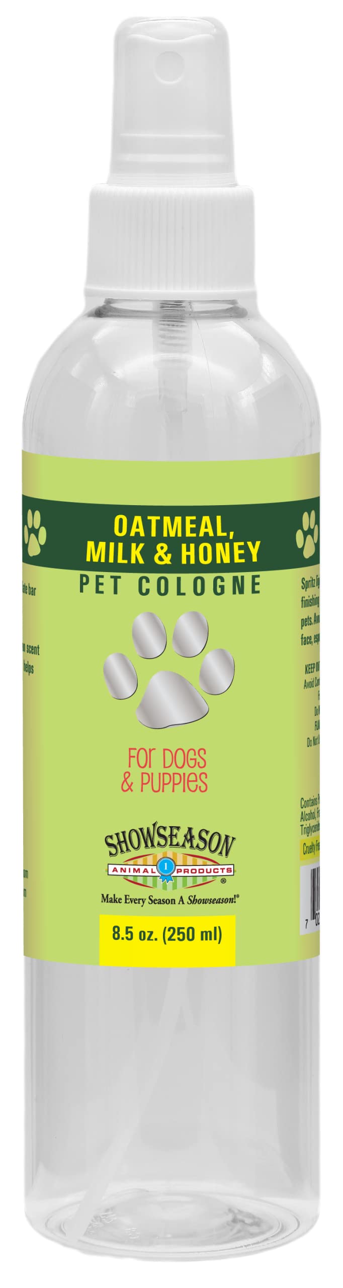 Showseason Oatmeal, Milk & Honey Dog Pet Cologne 8.5 Oz. | Dog Perfume | Long Lasting | Deodorizing Spray | Made In The Usa