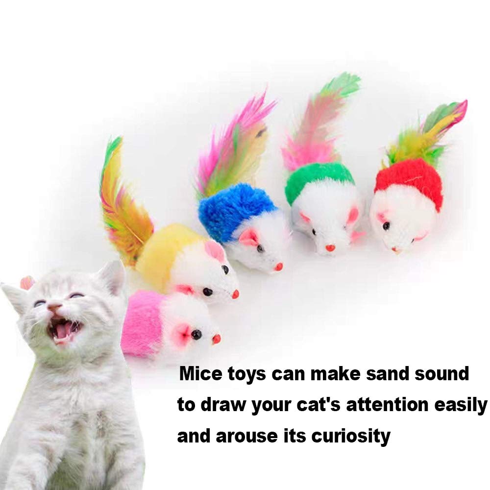 Voviggol Cat Mice Toys For Indoor Cats 12Pcs, 5 Color Variety Mouse Cat Toy For Cats, Furry Cat Toy Mice Rattle Small Mouse Kitt