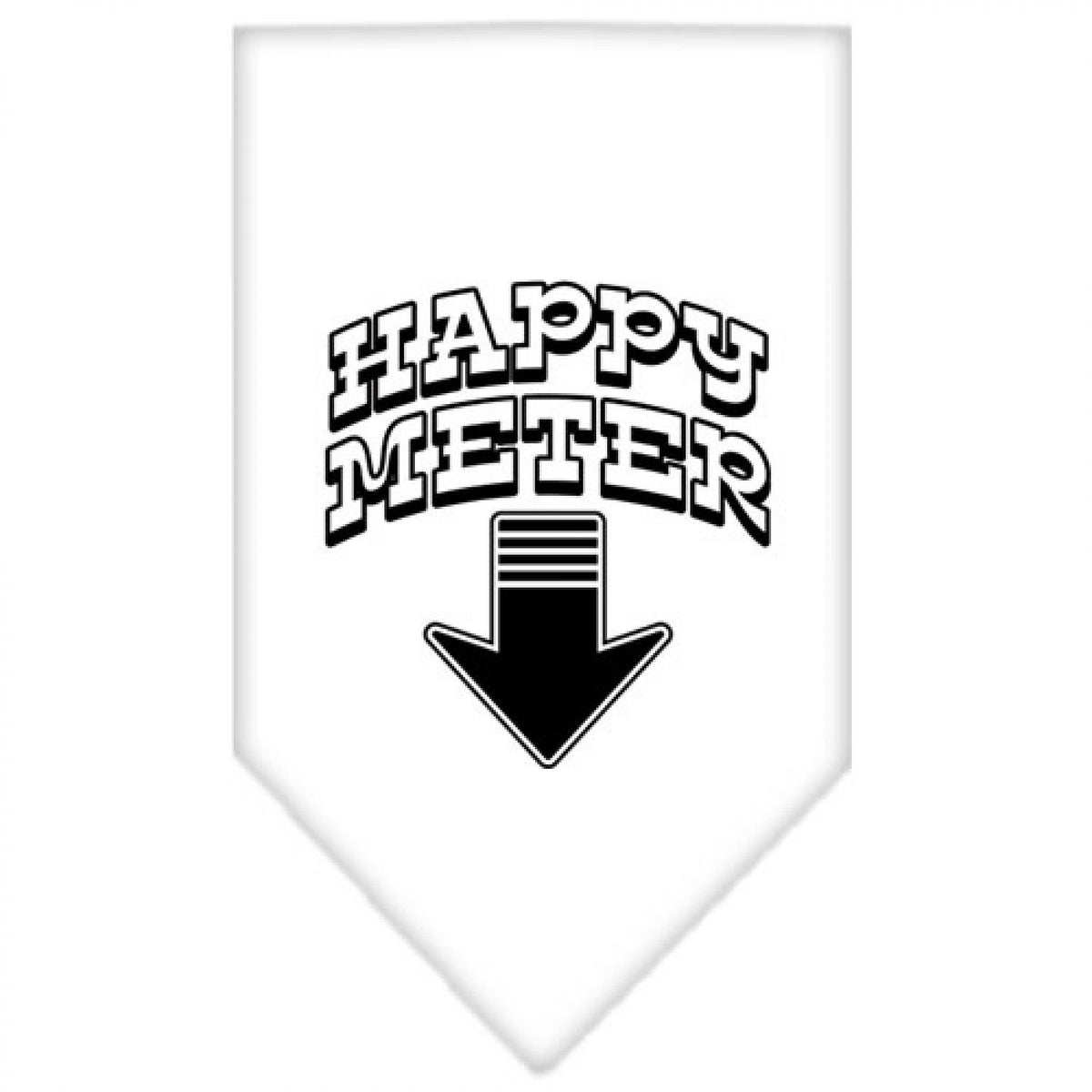 Pet and Dog Bandana Screen Printed, &quot;Happy Meter&quot; White Small