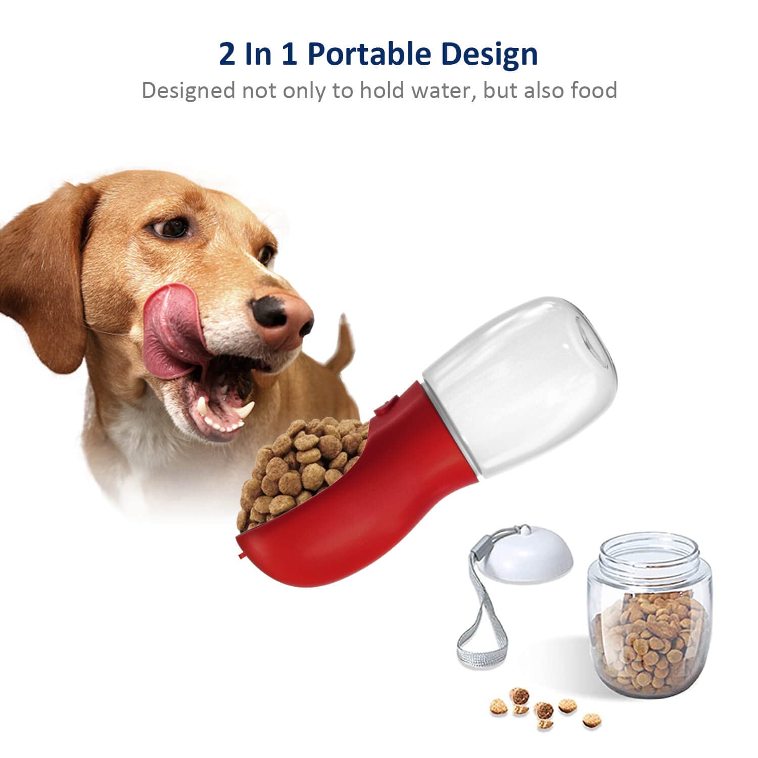WePet Portable Dog Water Bottle with Food Container, 12 OZ + 6 OZ, Leak Proof Puppy Water Dispenser with Drinking Feeder for Pet