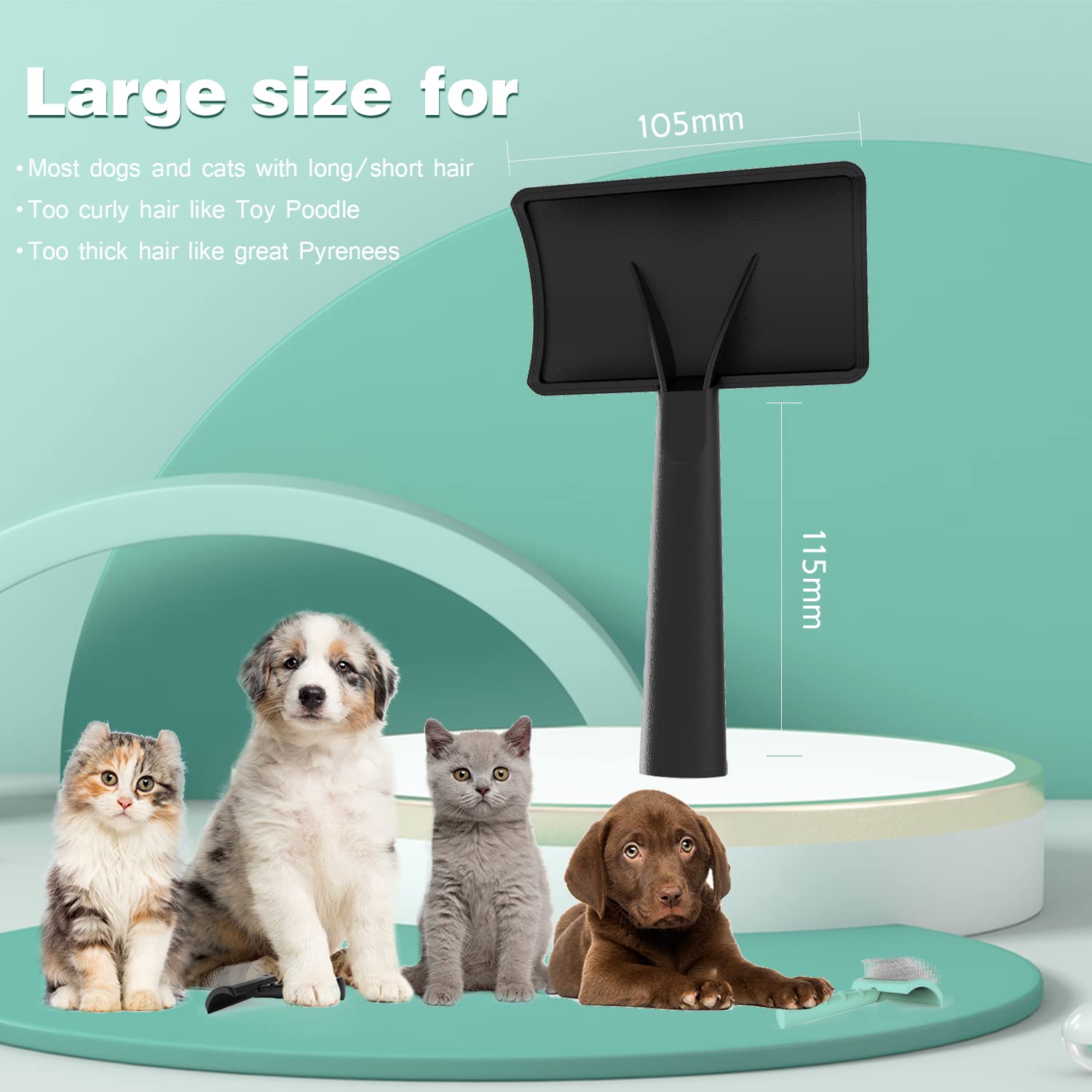 Large Firm Slicker Brush For Dogs Goldendoodles - Extra Long Pin Slicker Brush For Large Dog Pet Grooming Wire Brush And Deshedding - Removes Long And Loose Hair - Undercoat - 25Mm(1')(Black)