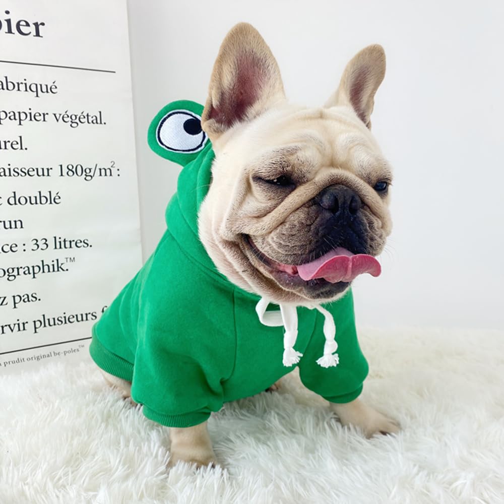 Aniac Funny Pet Clothes For Small Dog Cat Girl Male Frog Hoodies Warm Sweatshirt Coat With Eye Hood Fall Puppy Cat Apparel Chris