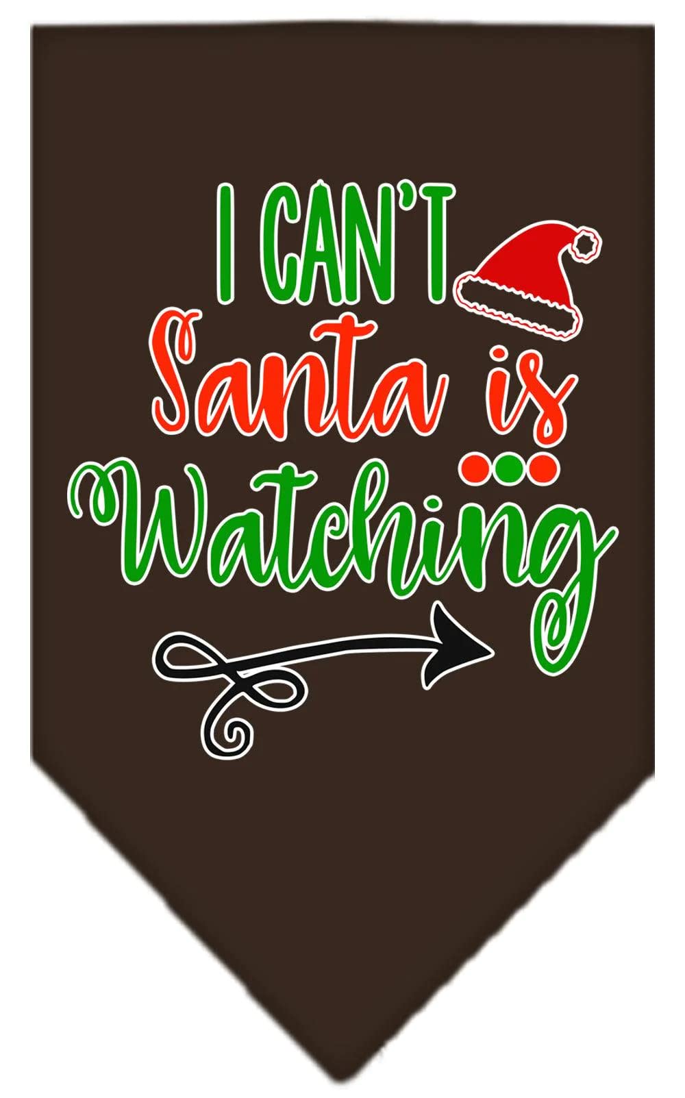 Christmas Pet and Dog Bandana Screen Printed, "I Can't, Santa Is Watching" Light Pink Small
