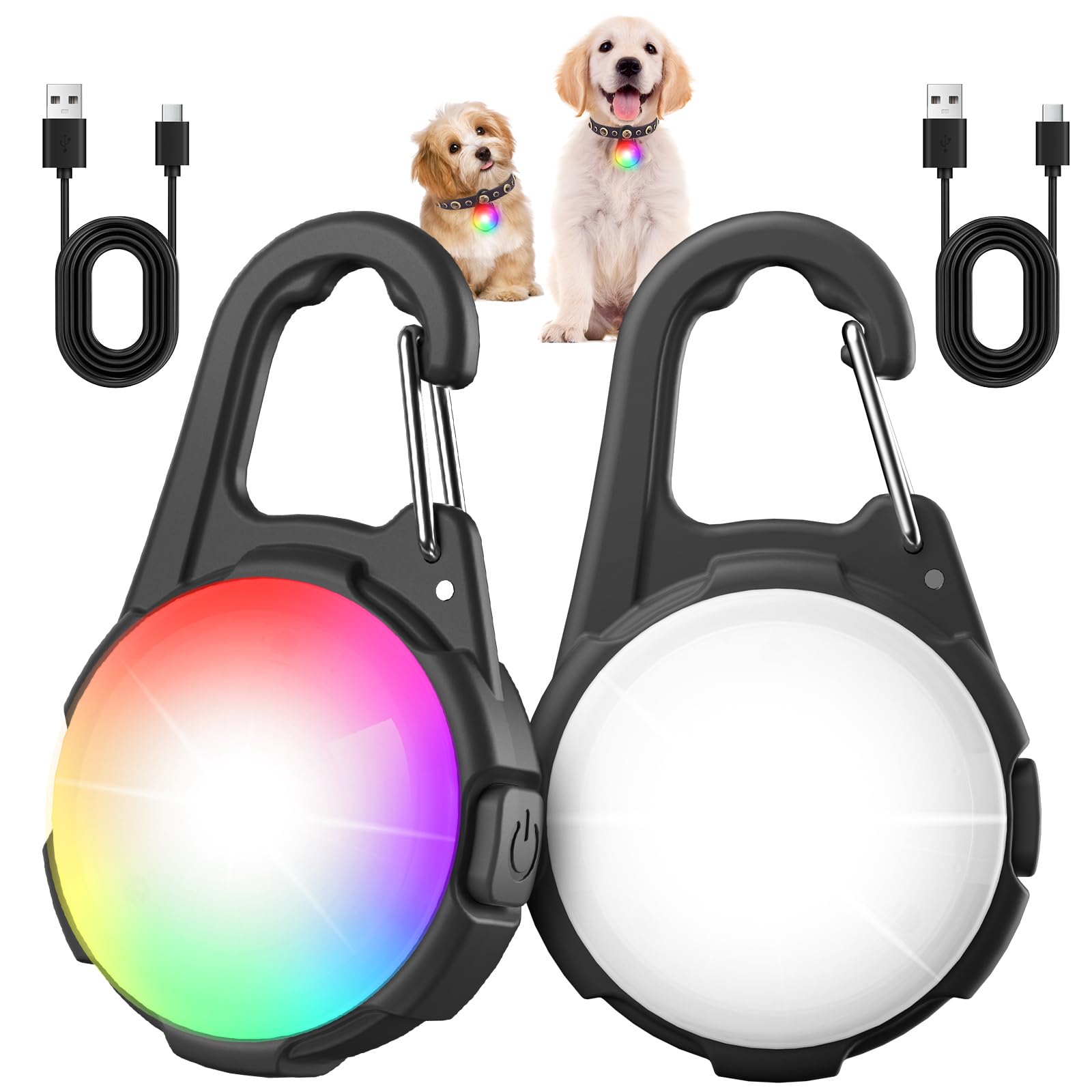 Dog Lights for Night Walking, 2 Packs LED Collar Light, 4 Modes Light for Walking at Night, Waterproof Dogs Walk Lights, Recharg