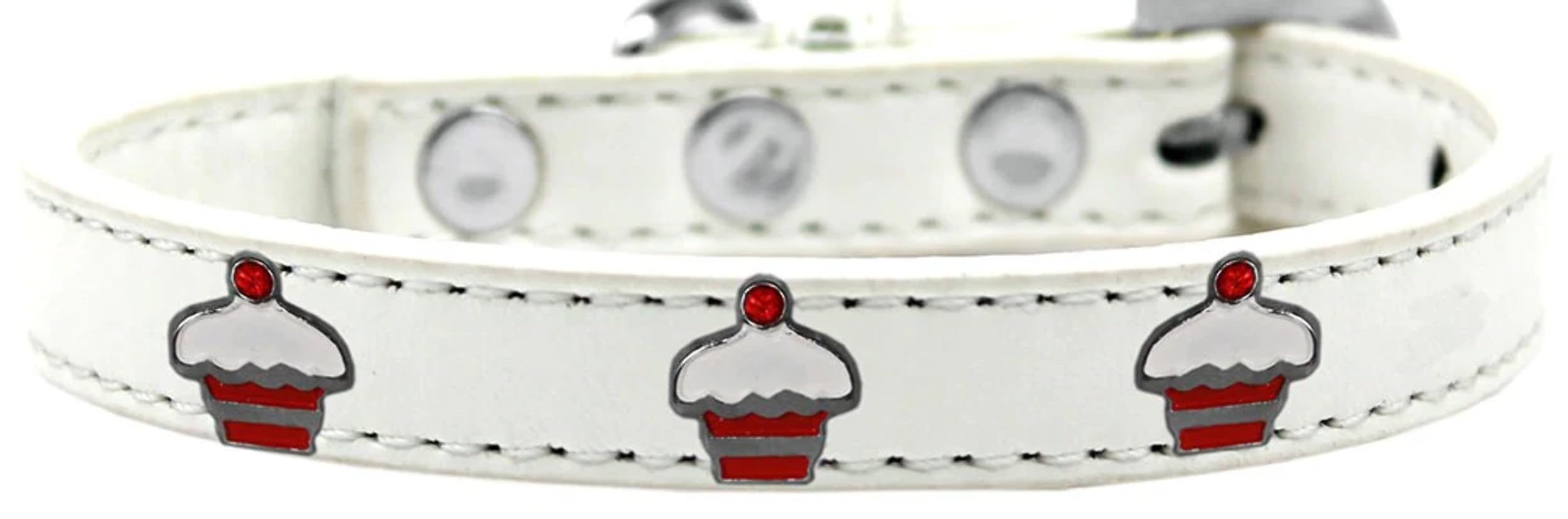 Dog, Puppy & Pet Widget Fashion Collar, Red Cupcake Aqua 10