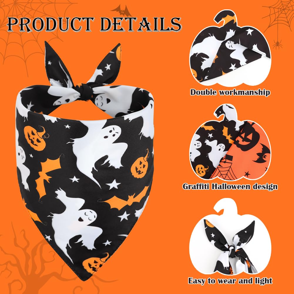Vivifying 2 Pack Halloween Dog Bandanas, Spooky And Pumpkins Halloween Accessories For Pets, Dog Scarf Costume For Trick-Or-Trea