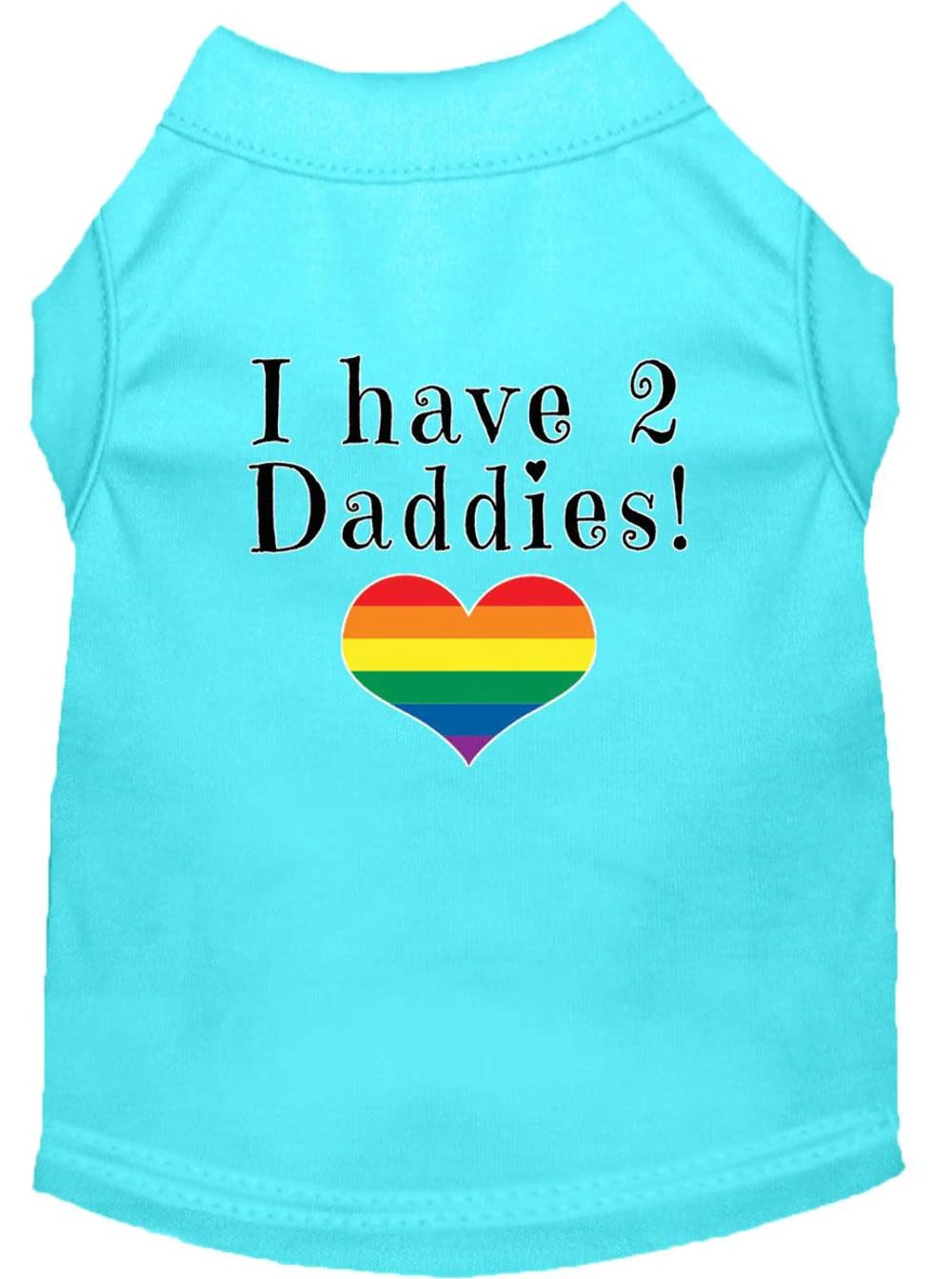 Pet Dog & Cat Shirt Screen Printed, "I Have Two Daddies" Baby Blue SM (3-6 lbs.)