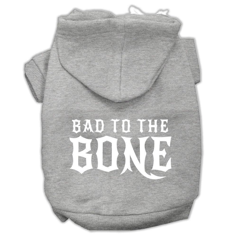 Pet, Dog & Cat Hoodie Screen Printed, 'Bad To The Bone' Black Xs (0-3 Lbs.)
