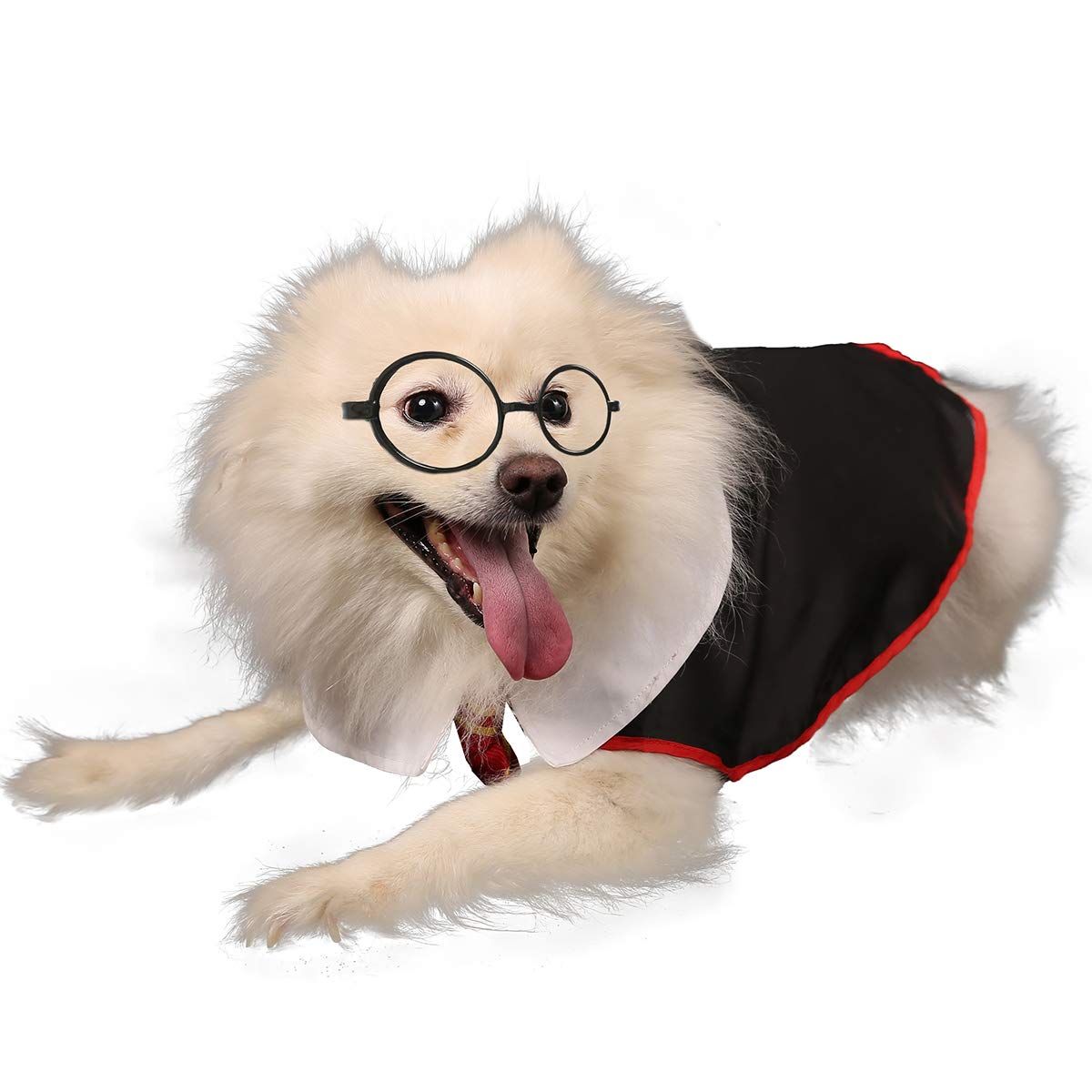 Coomour Dog Halloween Costume Pet Wizard Shirt Funny Cat Clothes For Dogs Cats Clothing With Glasses (Small)
