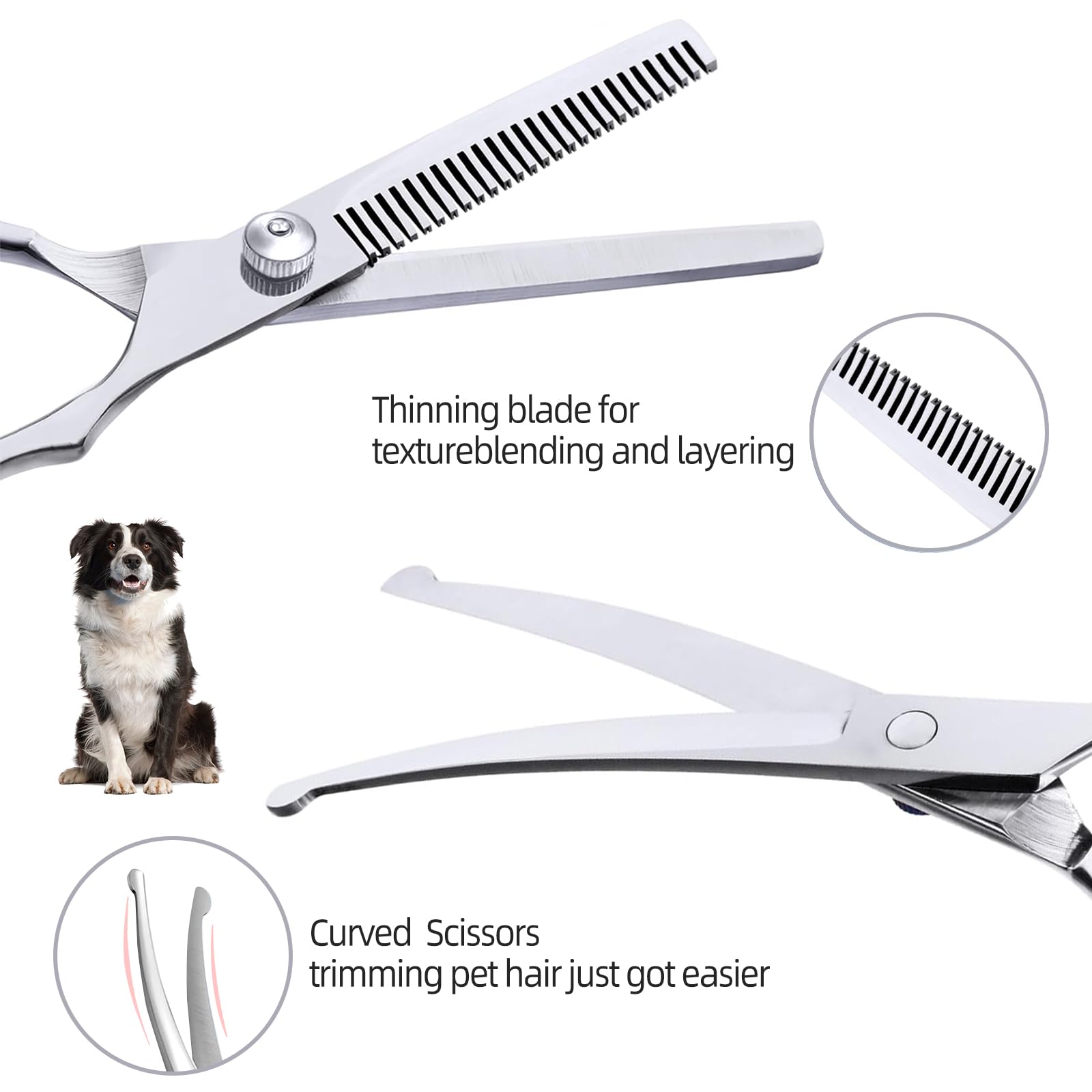 Artecare Multifunctional 6 In 1 Dog Grooming Kit,Cat Grooming Kit, Dog Grooming Scissors, Stainless Steel Grooming Kit With Tita