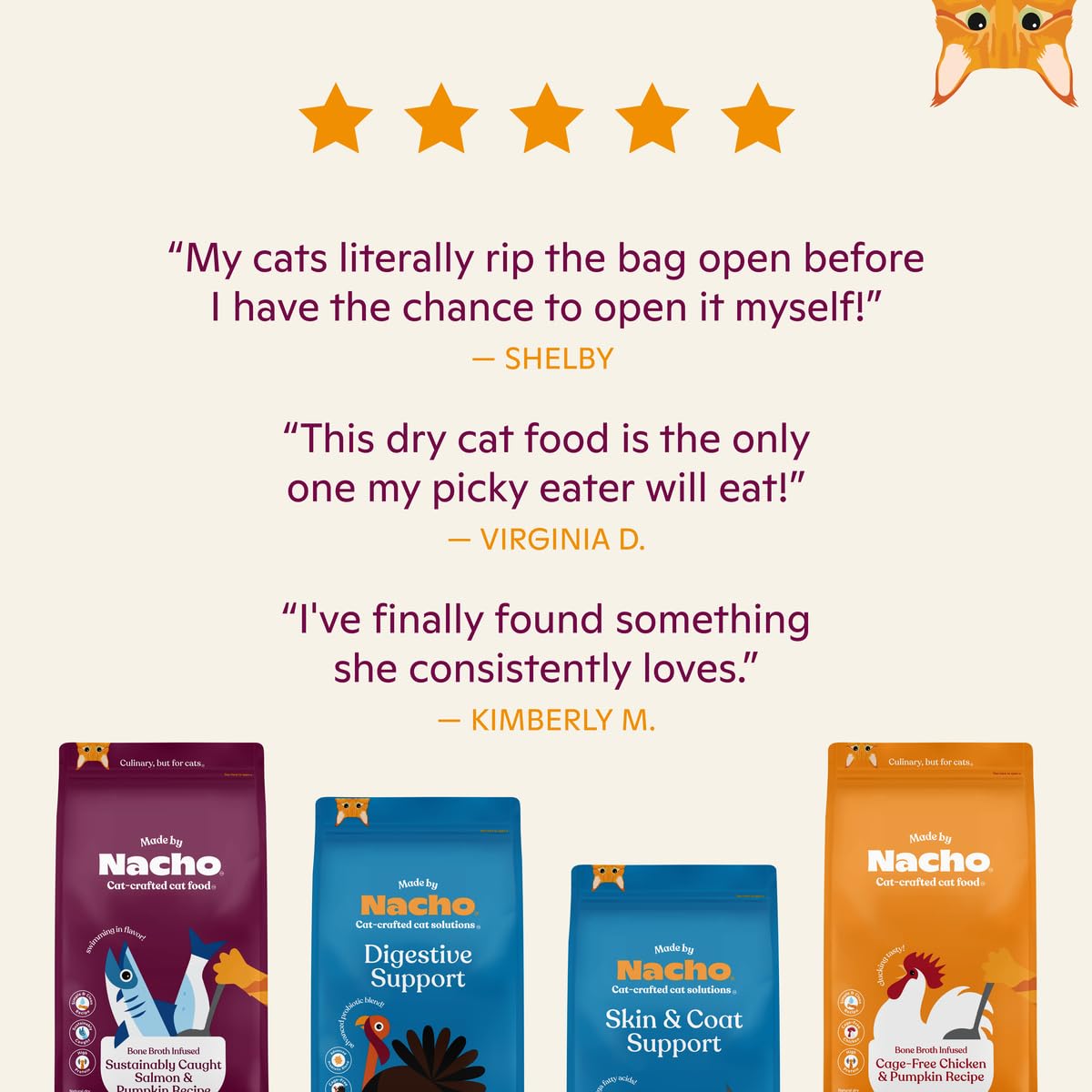 Made by Nacho Bone Broth Infused Dry Cat Kibble - Sustainably Caught Salmon and Pumpkin - Premium Grain-Friendly Cat Food 4lb Ba