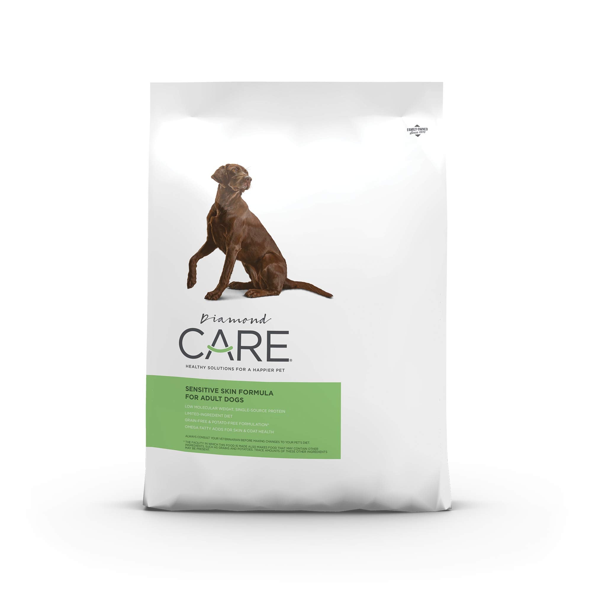 DIAMOND CARE Grain-Free Adult Dry Dog Food for Sensitive Skin, 25lb, Hydrolyzed Salmon Protein