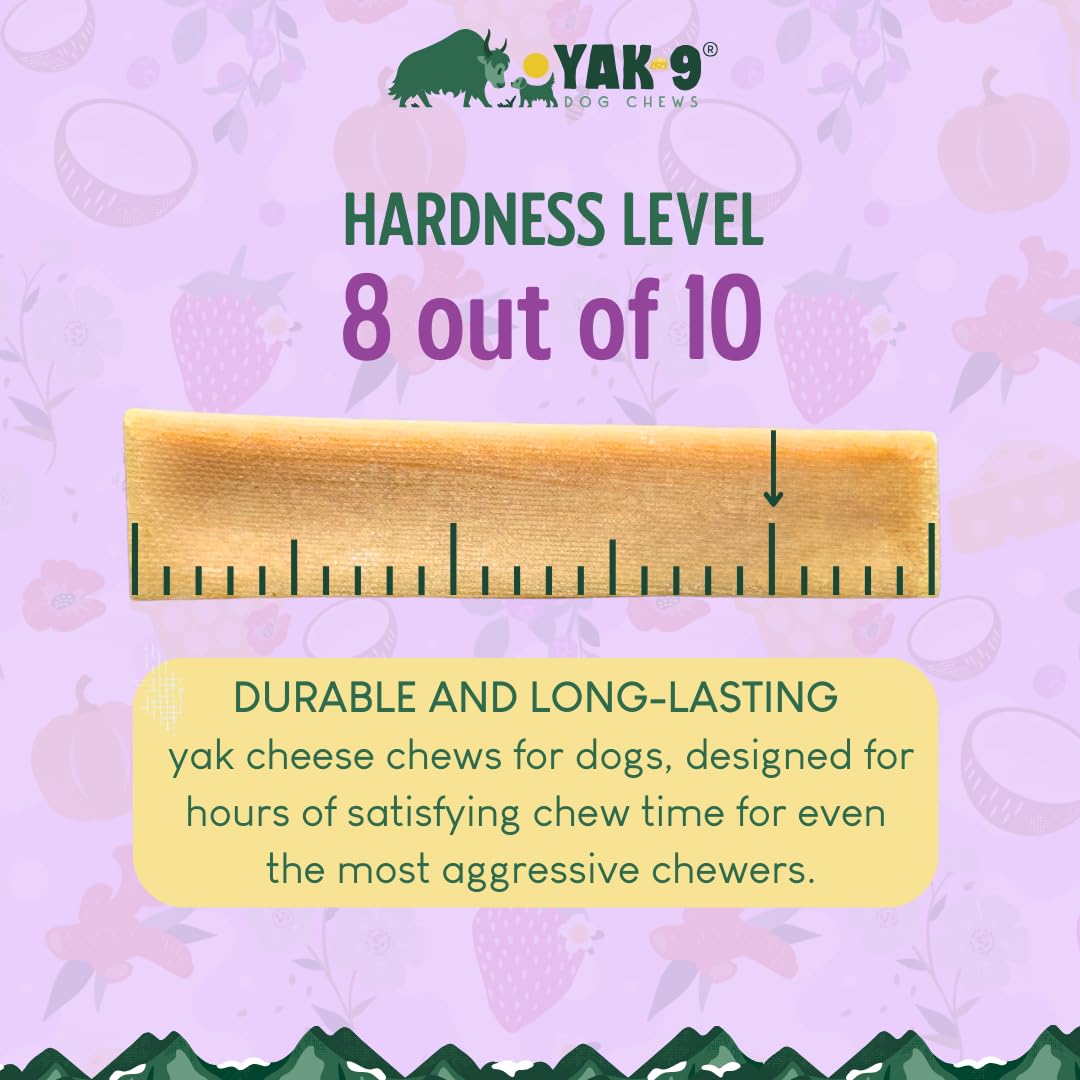 YAK-9 Yak9 Cheese Dog Chews, High Protein Treats, Natural, Rawhide Free, Long Lasting with Vitamins & Minerals, Small Size, Stra