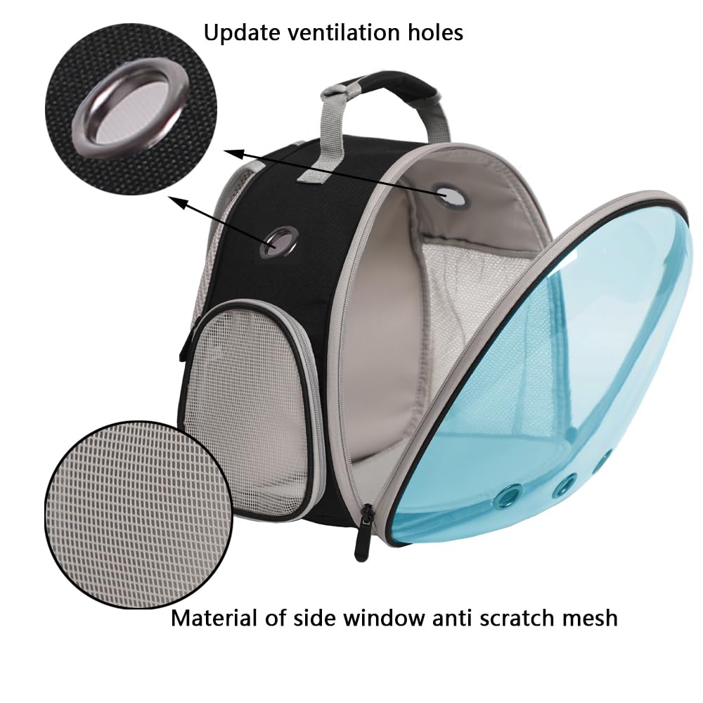 Guinea Pig Carrier, Guinea Pig Backpack With Clear Bubble Window (Black-Blue, Backpack)