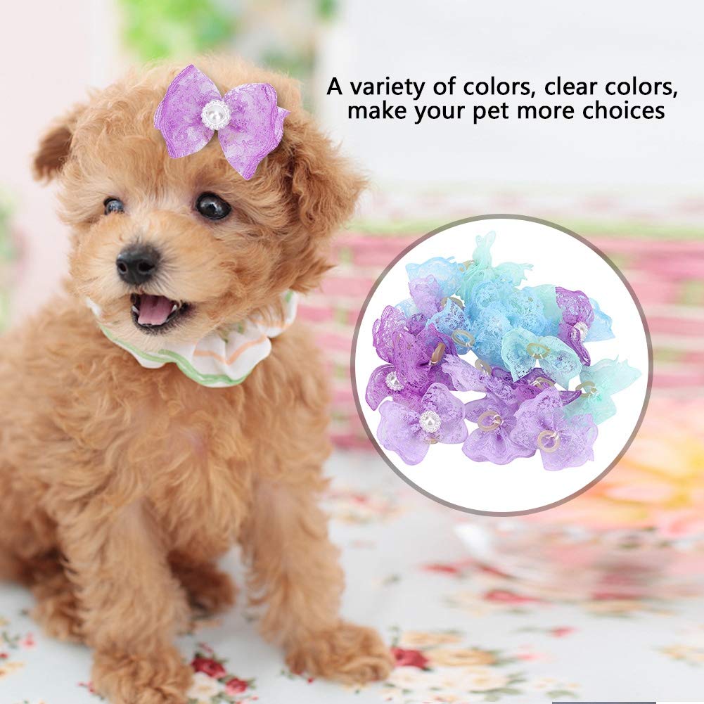 Maxmartt 20Pcs Pet Bowknot, Multicolor Hair Lace Bowknot Bows Grooming Accessories For Cat Medium Small Dog