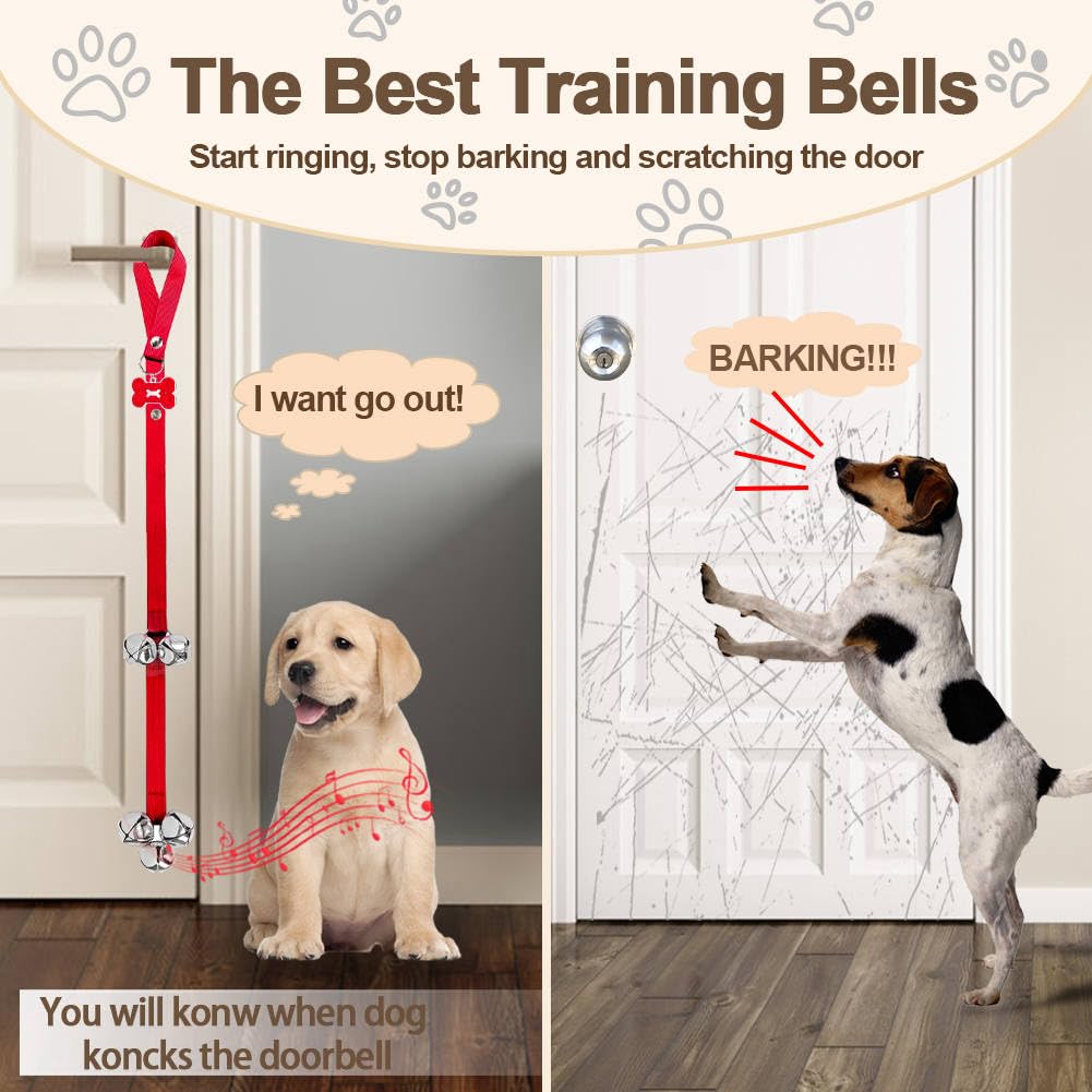 Kexiava 2 Pack Dog Door Bells, Dog Doorbell To Go Outside Puppy Train Bell For Dogs To Ring To Go Potty, Puppy Toilet Training B