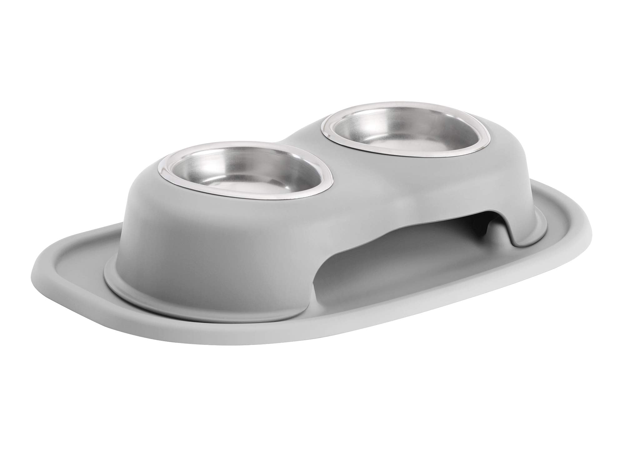 Weathertech Double High Pet Feeding System - Elevated Dog/Cat Bowls - 3 Inch High Light Grey (Dhc0803Lglg)