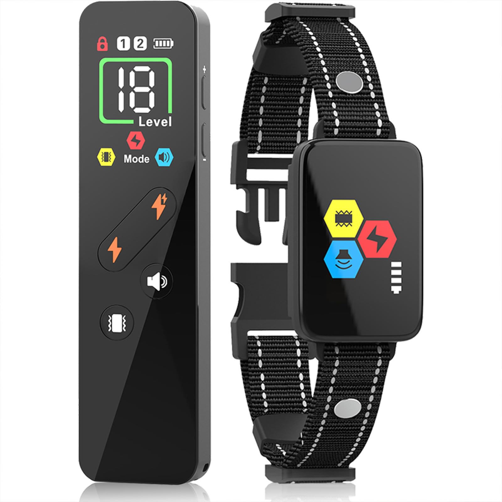 Dog Shock Collar With Remote Control Smart Dog Training Collar With 4 Training Modes And Training Icons For Small Medium Large D