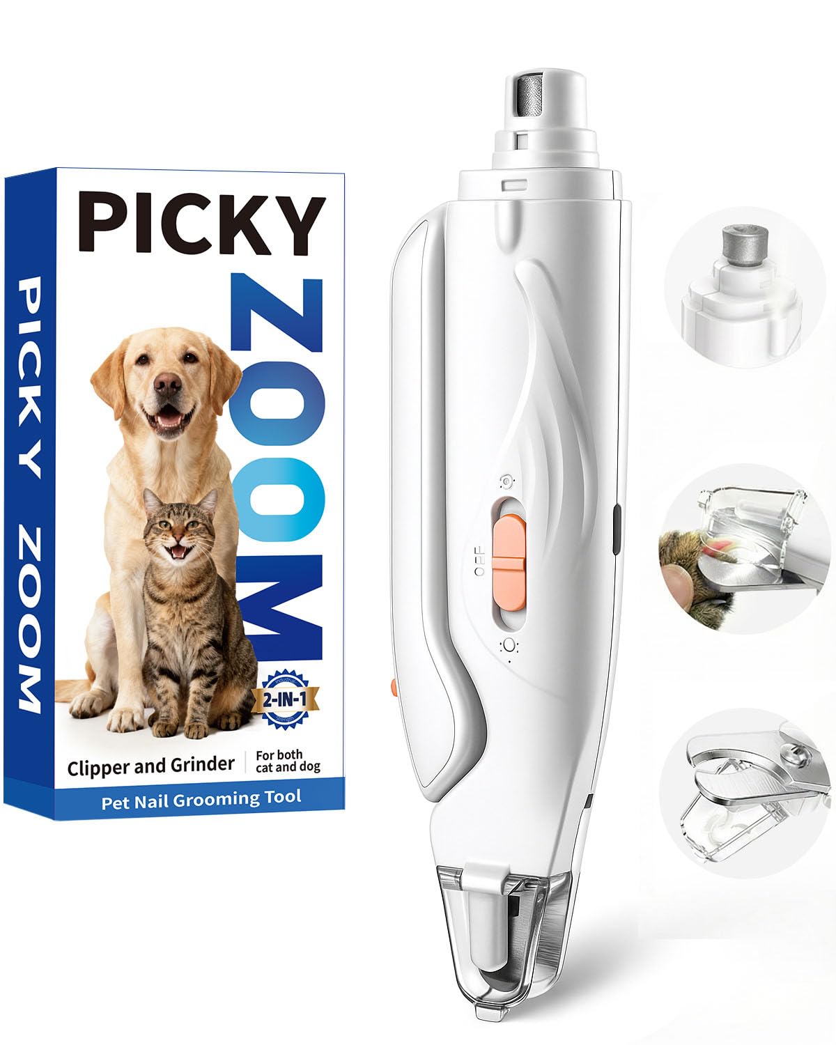 2-in-1 Dog & Cat Nail Clippers and Grinder with Light - Upgraded Safety Guard to Avoid Overcutting, Sharp Blade, Painless Quiet 