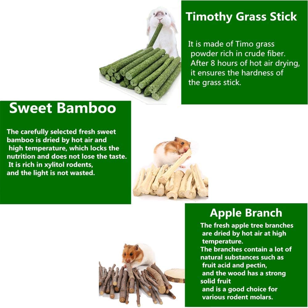 Dbeans Flourithing 600G Guinea Pig And Rabbit Chew Toys - Sweet Bamboo And Timothy Apple Sticks For Healthy Teeth And Relaxation