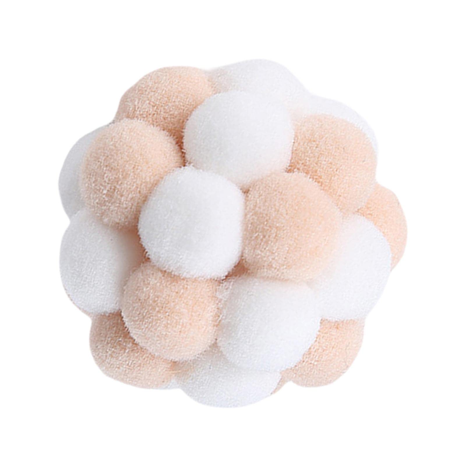 Ecomistiq Cat Toy Balls With Bells Soft Indoor Cats Kitty Kitten Interactive Toys White Light Brown| Toys| Supplies |Pet