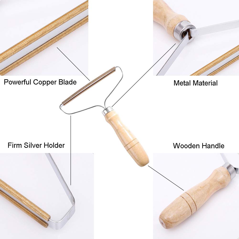 Daifuqihua Carpet Pet Hair Remover, Portable Spark Lint Roller With Wooden Handle, Carpet Pile Brush With Double Sided Metal Scraper Suits Indoor Carpet, Pet Hair, Car Carpet,1 Pc